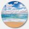 Designart - Peaceful Seashore under White Clouds' Beach Metal Circle Wall Art